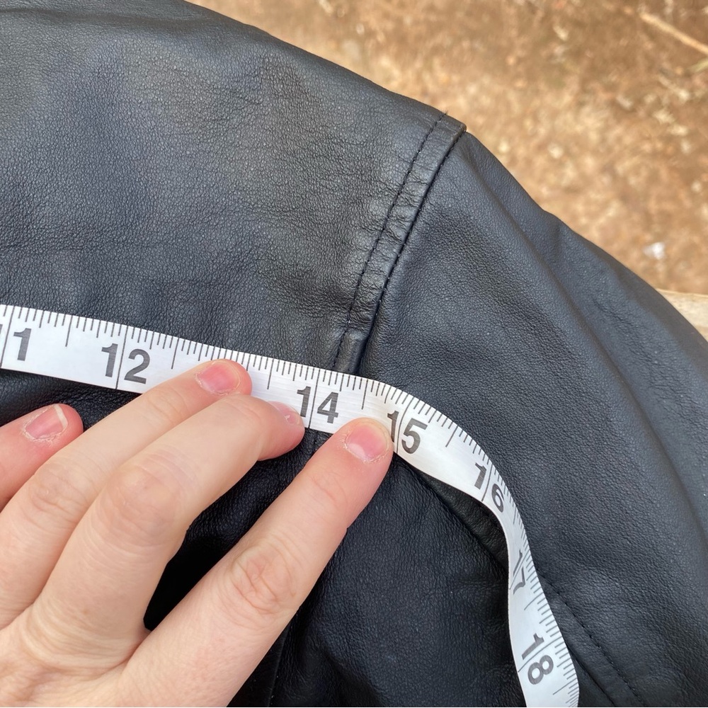 Leopard Trim Black Leather Jacket - image 9